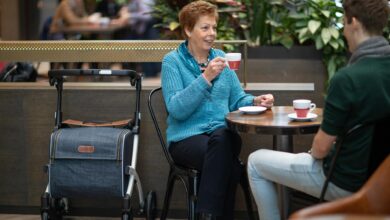 woman sitting drinking tea